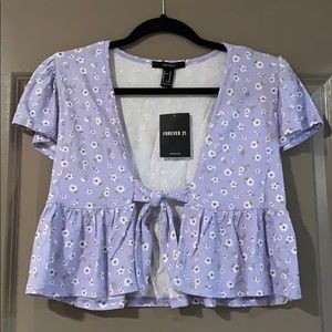Soft front tie crop top